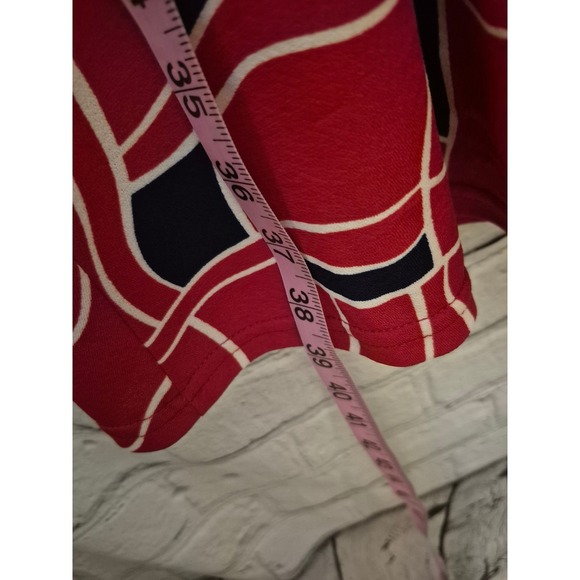 BOLD RETRO POP RED Yathon Geometric Fit and Flare Dress Keyhole Pockets SIZE M - Picture 8 of 8